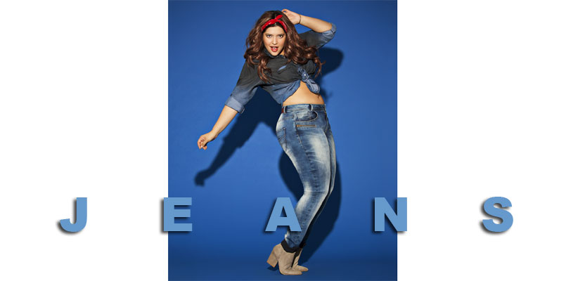 Grote maten jeans van Zizzi | Zizzi Sanna jeans broek slim fit 